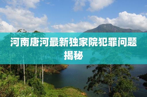 河南唐河最新独家院犯罪问题揭秘