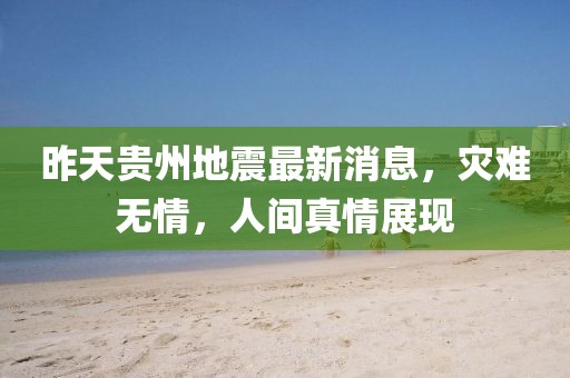 昨天贵州地震最新消息，灾难无情，人间真情展现