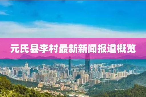 元氏县李村最新新闻报道概览