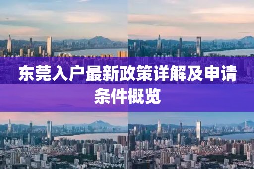 东莞入户最新政策详解及申请条件概览