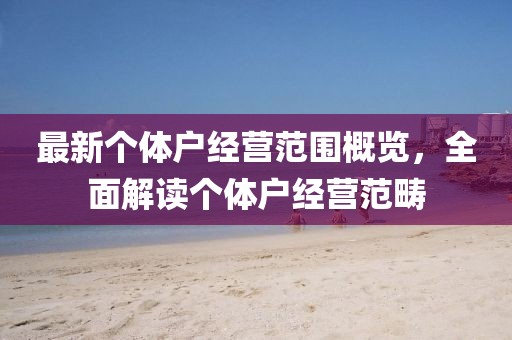 最新个体户经营范围概览，全面解读个体户经营范畴