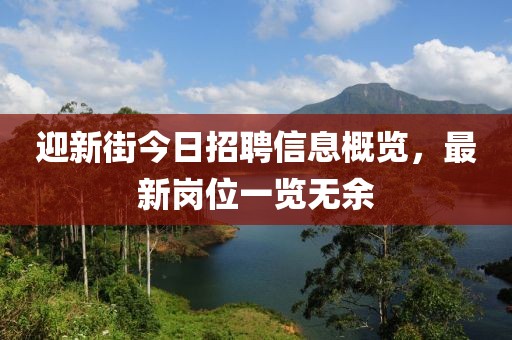 迎新街今日招聘信息概览，最新岗位一览无余