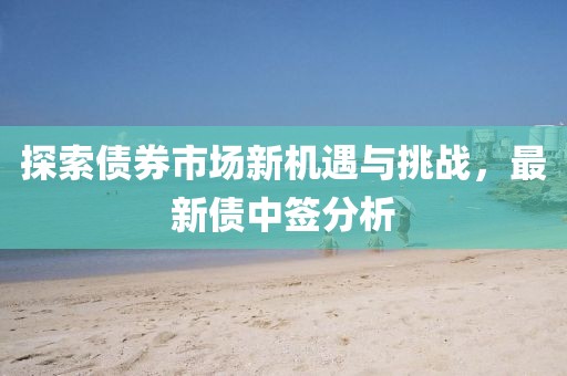 探索债券市场新机遇与挑战，最新债中签分析