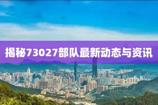 揭秘73027部队最新动态与资讯