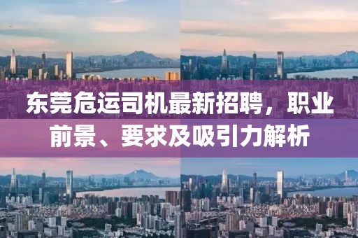 东莞危运司机最新招聘，职业前景、要求及吸引力解析