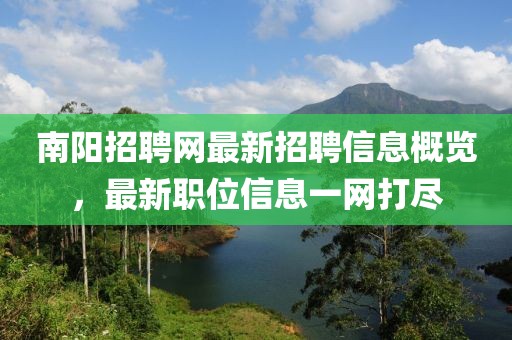 南阳招聘网最新招聘信息概览，最新职位信息一网打尽