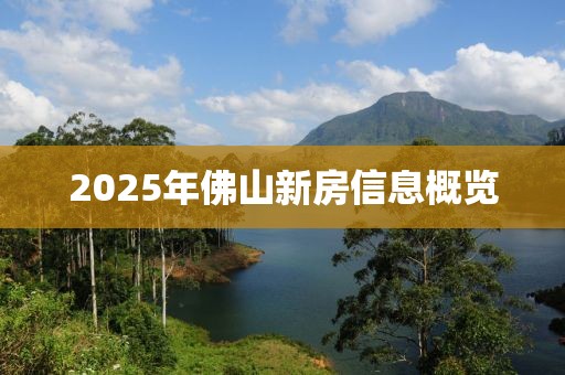 2025年佛山新房信息概览