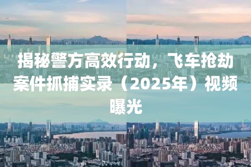 揭秘警方高效行动，飞车抢劫案件抓捕实录（2025年）视频曝光
