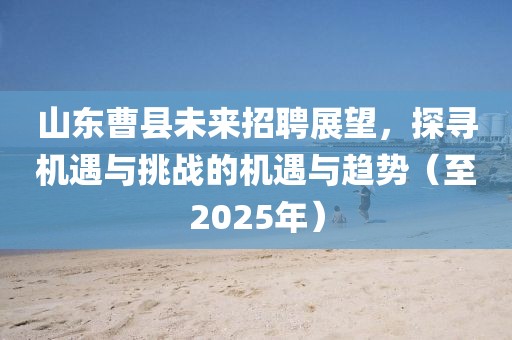 山东曹县未来招聘展望，探寻机遇与挑战的机遇与趋势（至2025年）