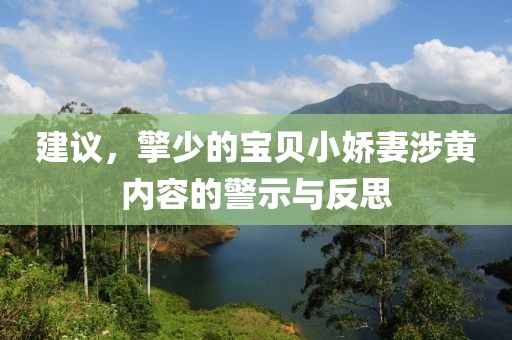 建议，擎少的宝贝小娇妻涉黄内容的警示与反思