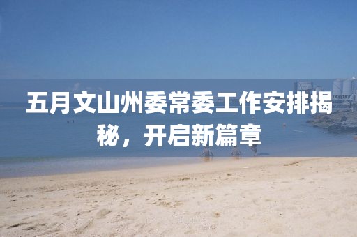 五月文山州委常委工作安排揭秘，开启新篇章