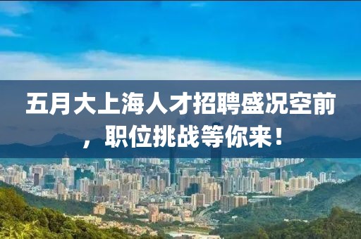 五月大上海人才招聘盛况空前，职位挑战等你来！