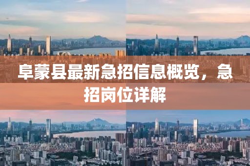 阜蒙县最新急招信息概览，急招岗位详解